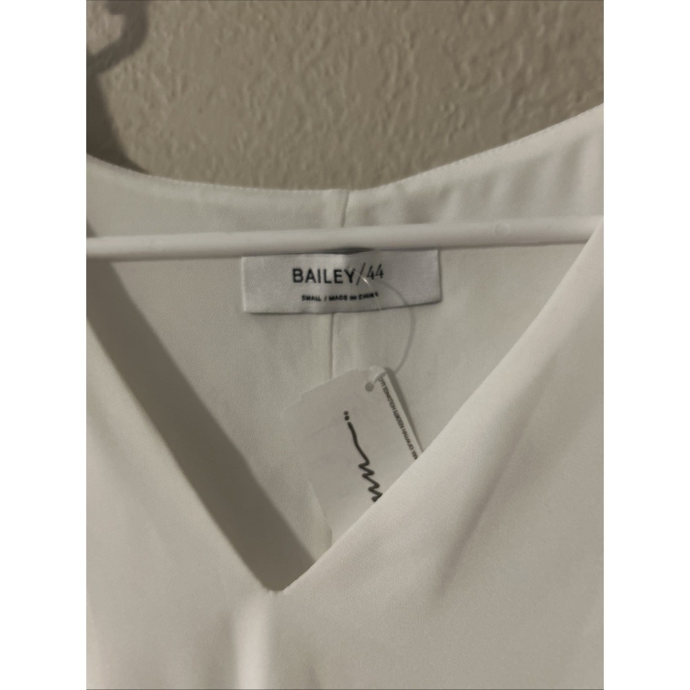 Bailey 44 White V-neck Mini Dress Tiered and Pleated Flare Sleeves Size Small - Picture 3 of 5